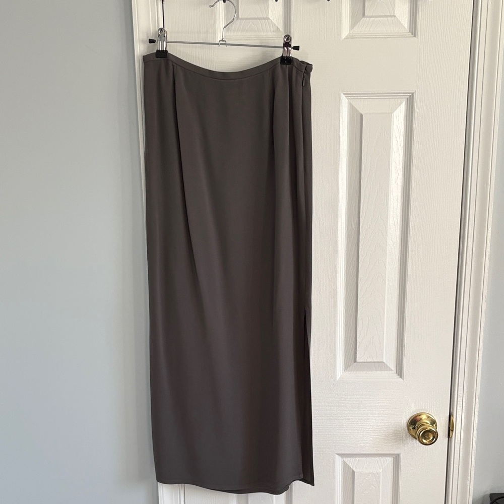 Eileen Fisher Slate Gray 100% Silk Midi Skirt Size Small